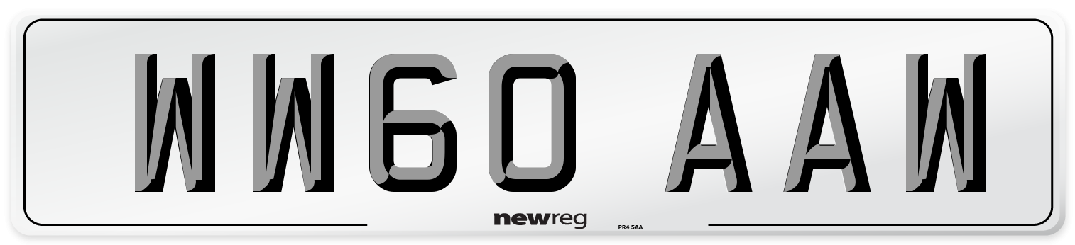 WW60 AAW Number Plate from New Reg